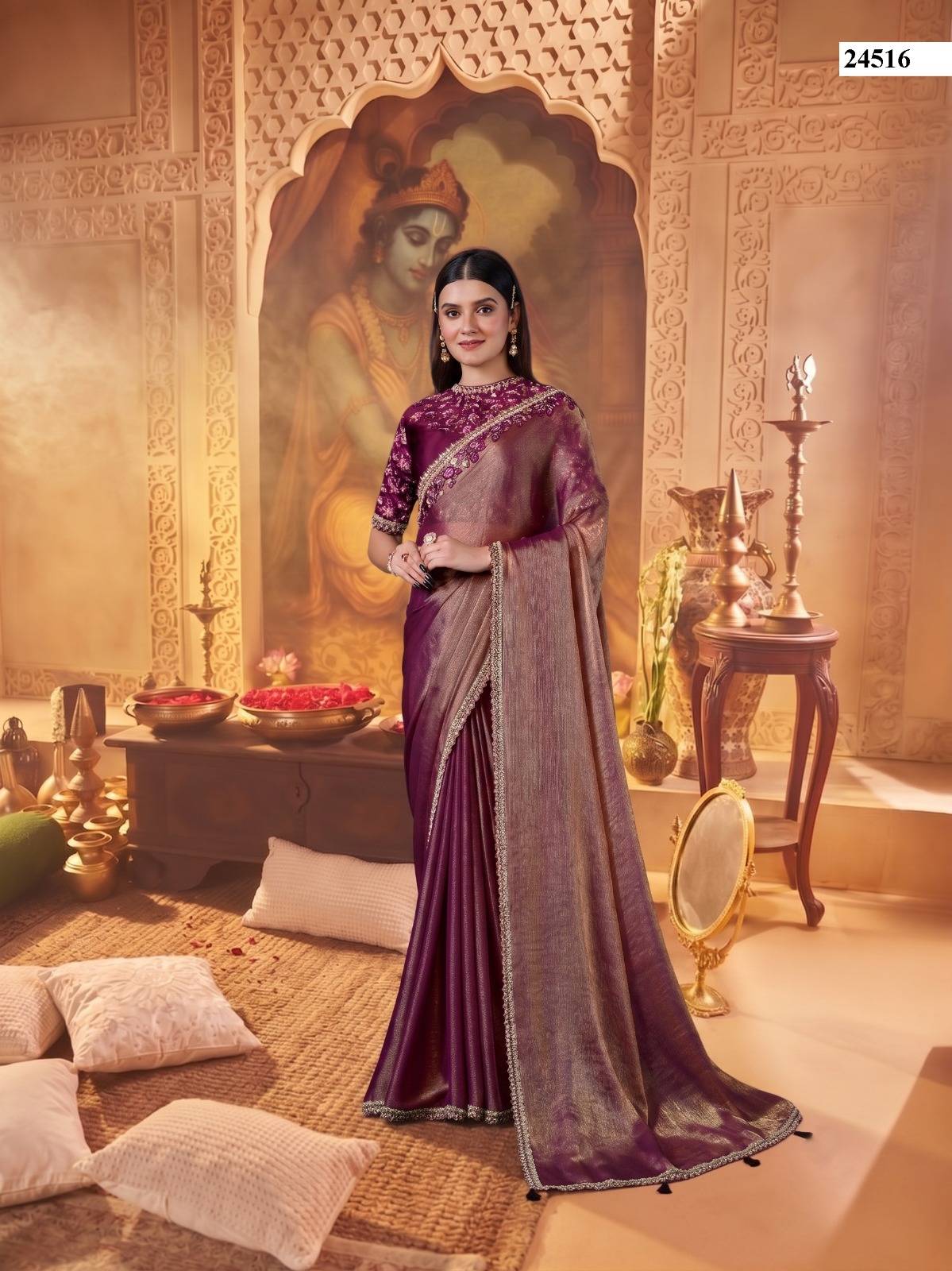 MOHMANTHAN 24500 STARDUST by MAHOTSAV  24507 to 24522 series  Colorful casual and party Wear satin silk sarees At Wholesale